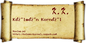 Kálmán Kornél névjegykártya